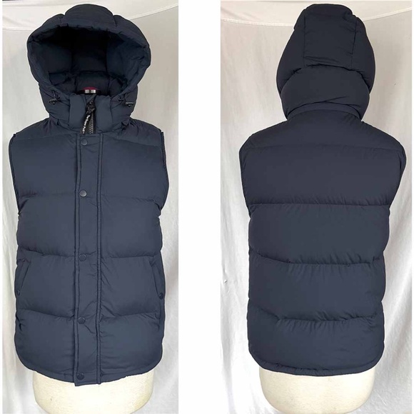 Aritzia Tna Women Medium Navy The Super Puff Vest Zip Hood  EUC - Picture 2 of 13